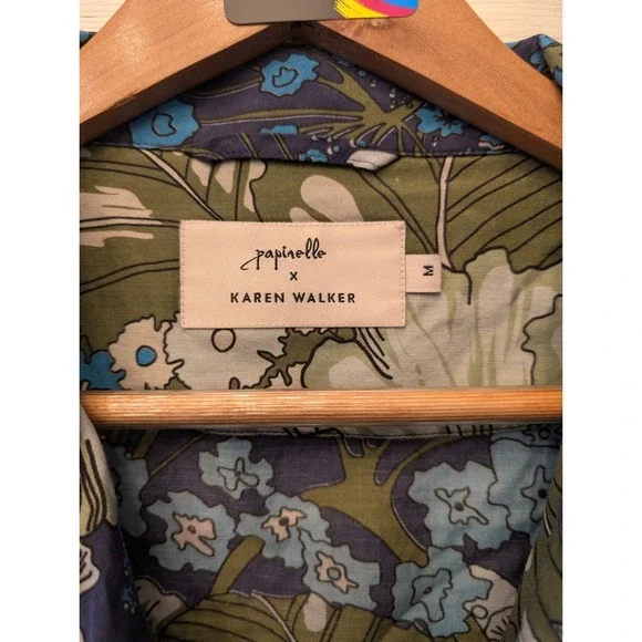 Papinelle x Karen Walker Floral Pajama Shirt Blue Green White Size M